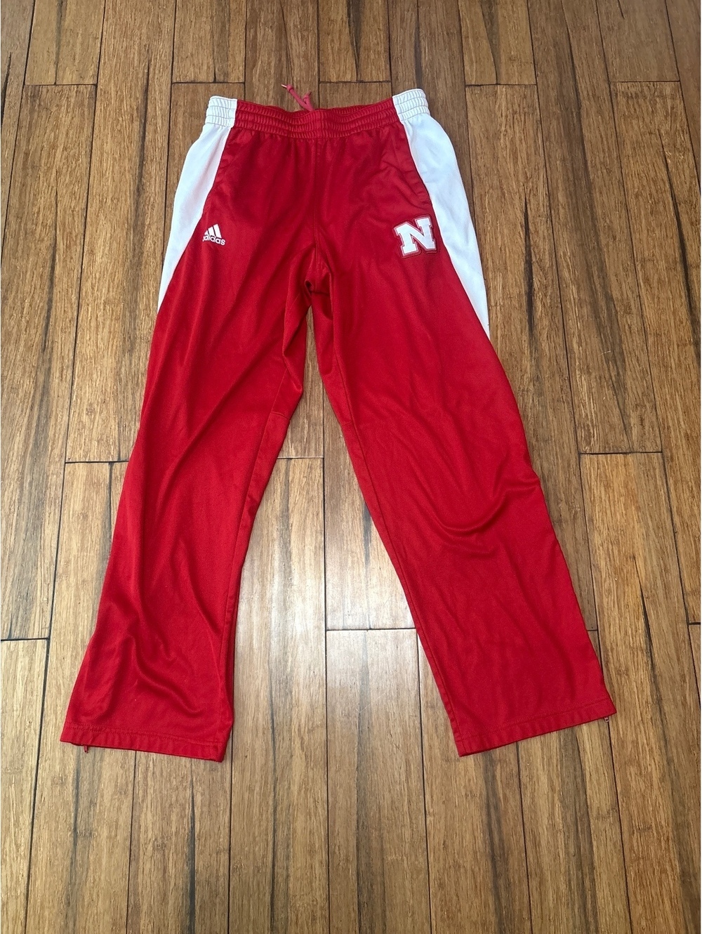 Adidas Nebraska Cornhuskers Red and White Sz M Men’s Track Joggers Sweatpants